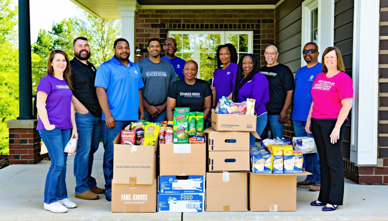 Members of the church participating in a local food drive